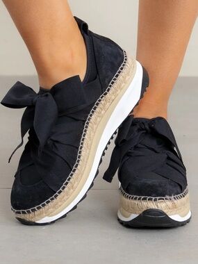 Free People Chapmin Espadrille Black Sneaker Sz 10